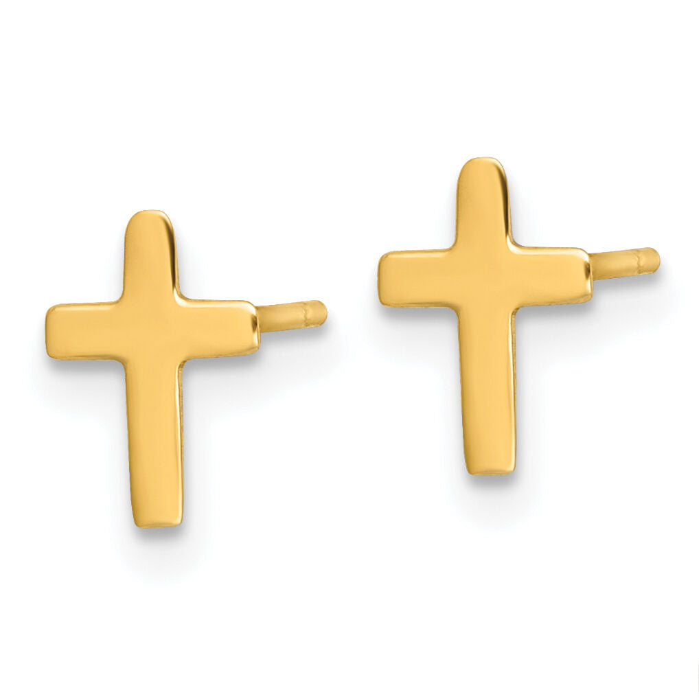 14k Polished Cross Post Earrings-YE2312