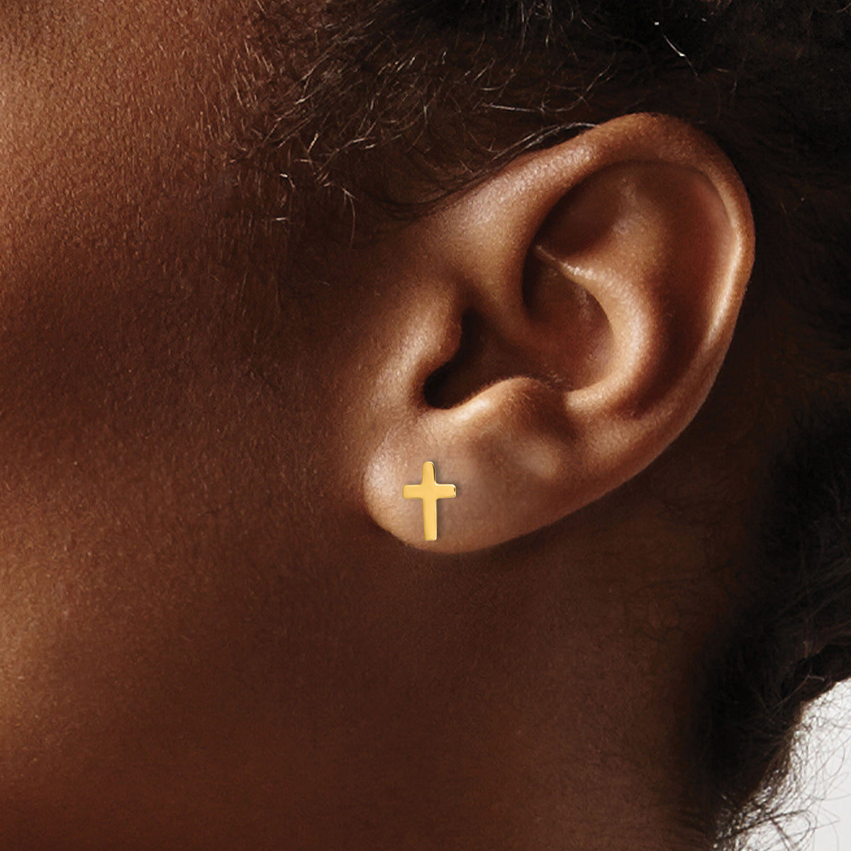 14k Polished Cross Post Earrings-YE2312