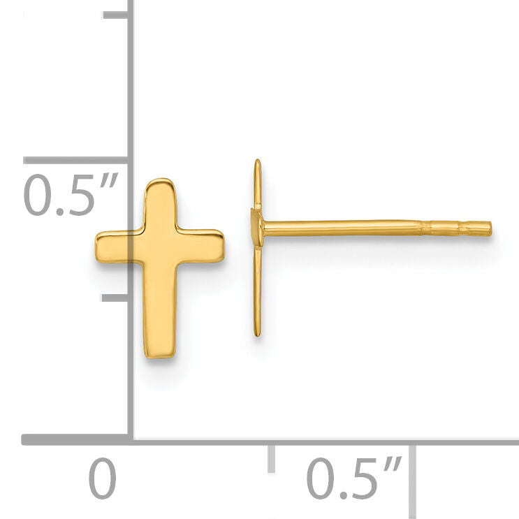 14k Polished Cross Post Earrings-YE2312