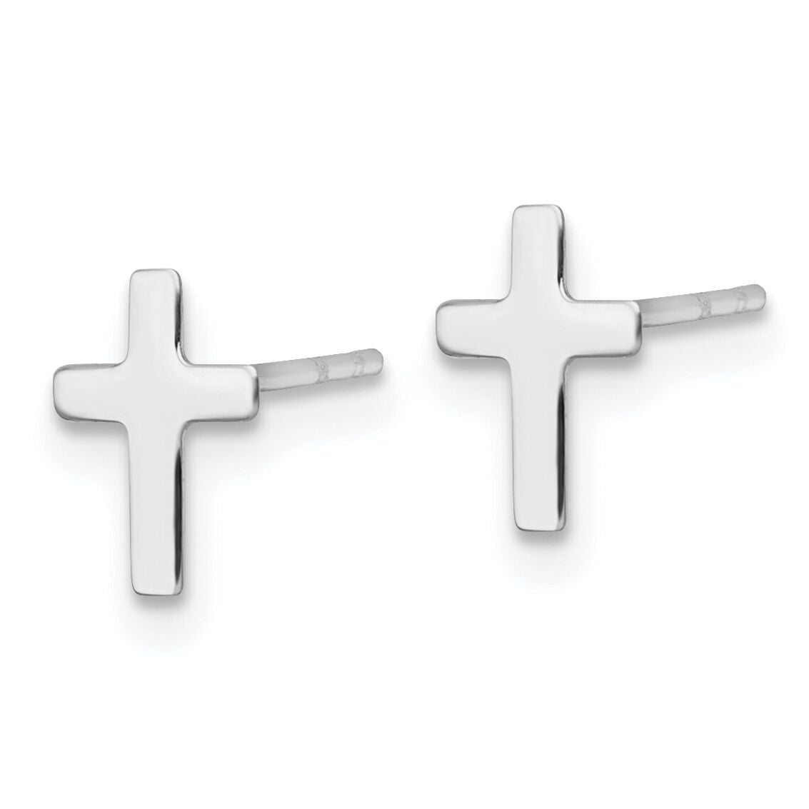 14k White Polished Cross Post Earrings-YE2312W