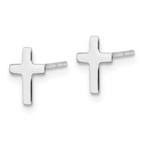 14k White Polished Cross Post Earrings-YE2312W