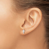 14k White Polished Cross Post Earrings-YE2312W