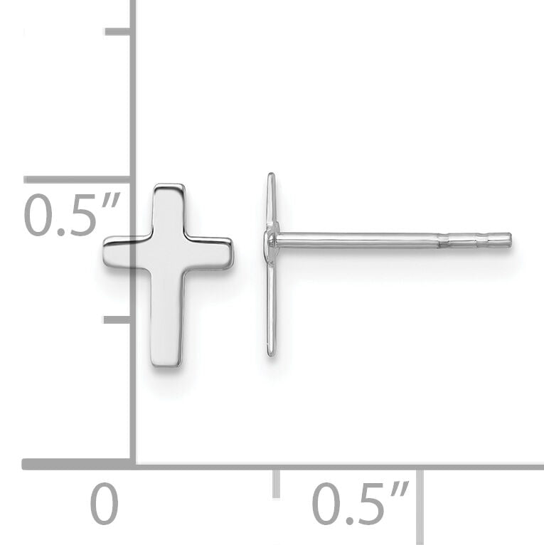 14k White Polished Cross Post Earrings-YE2312W