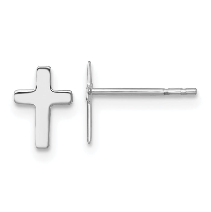14k White Polished Cross Post Earrings-YE2312W