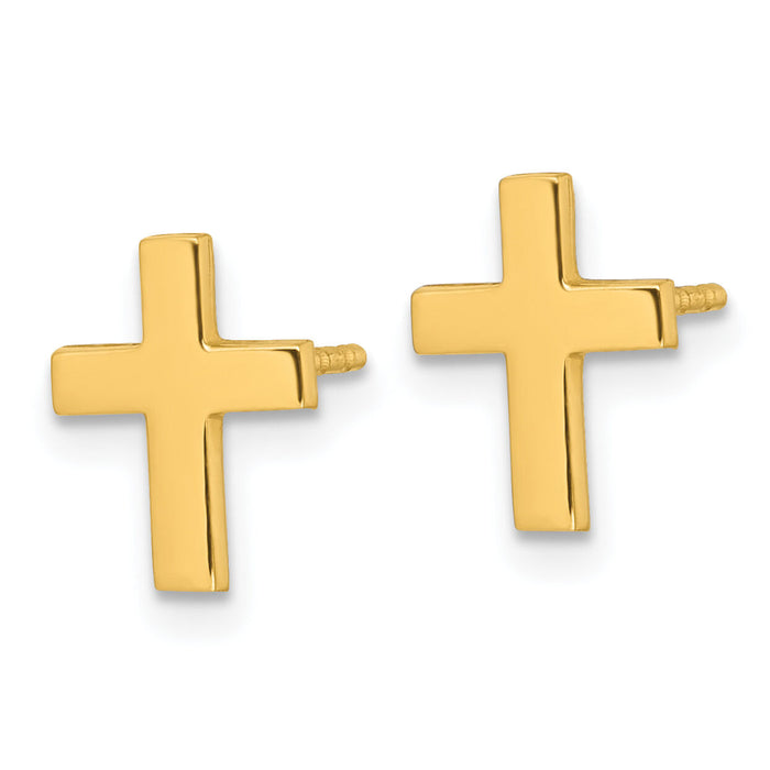 14k Polished Cross Post Earrings-YE2313