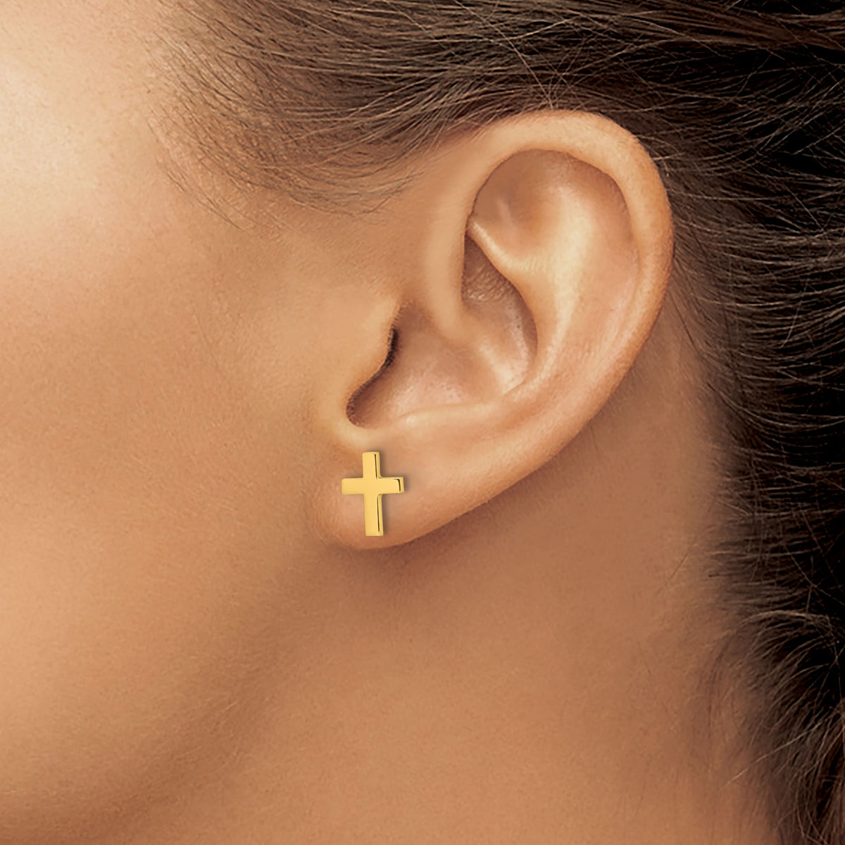 14k Polished Cross Post Earrings-YE2313