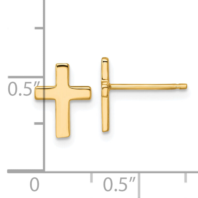 14k Polished Cross Post Earrings-YE2313