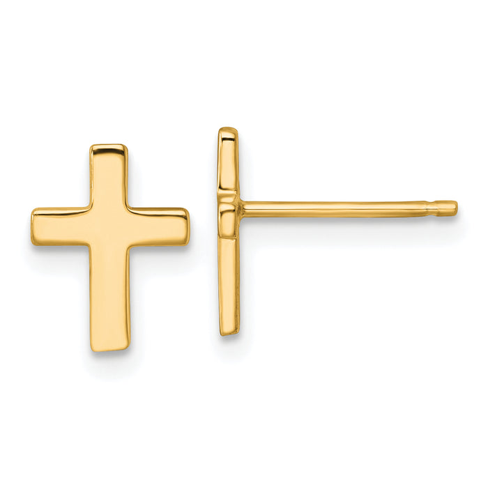 14k Polished Cross Post Earrings-YE2313