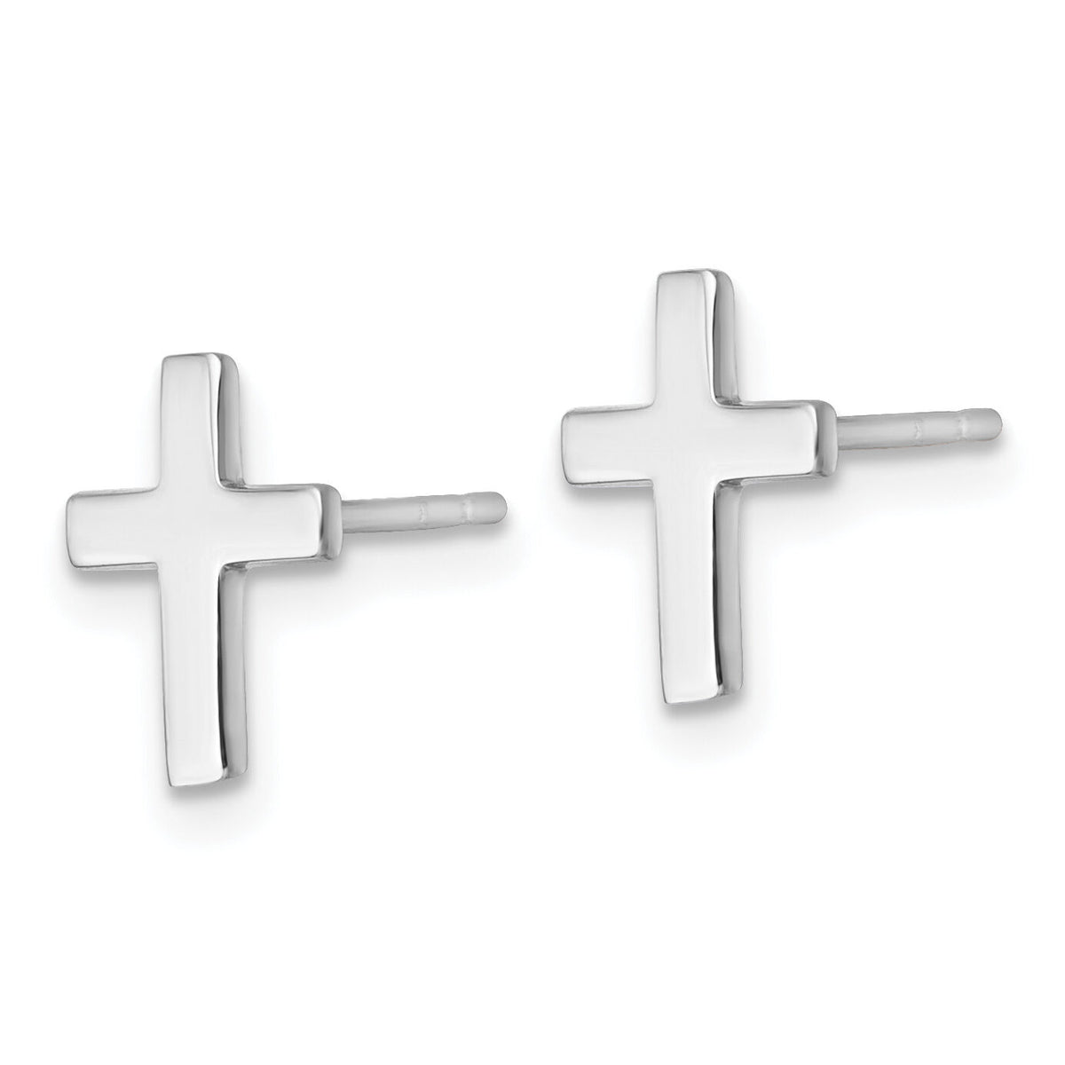 14k White Polished Cross Post Earrings-YE2313W