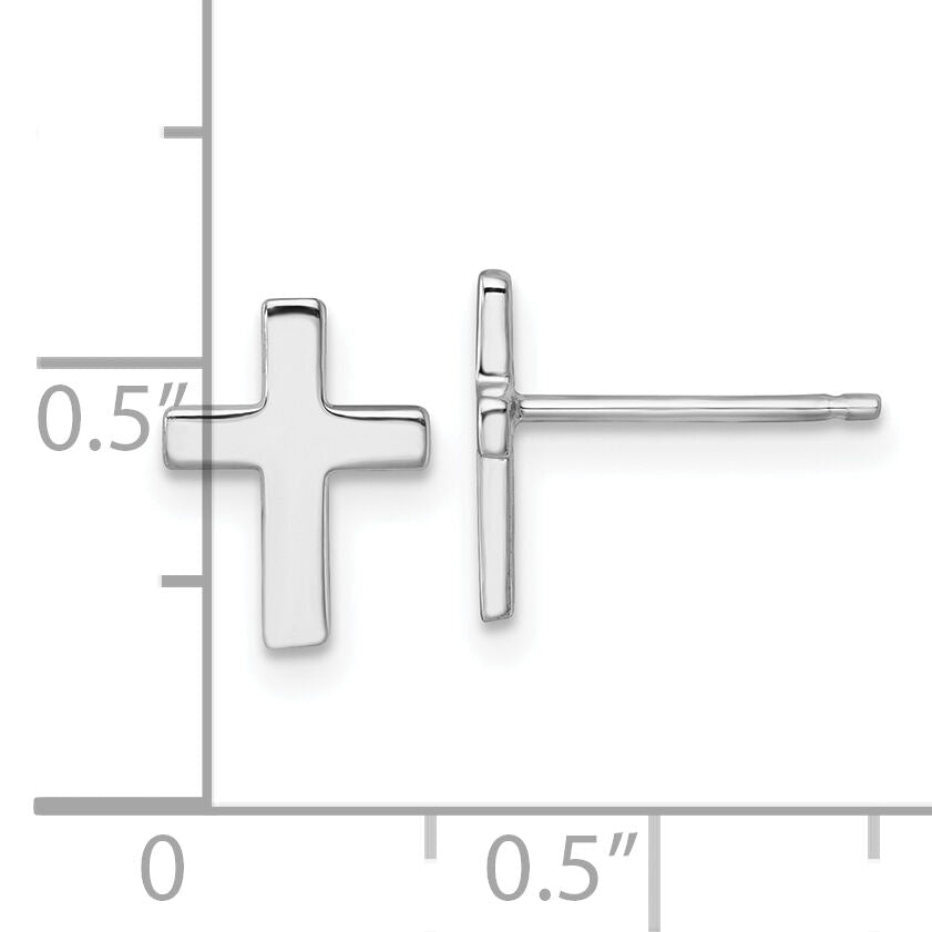 14k White Polished Cross Post Earrings-YE2313W