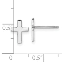 14k White Polished Cross Post Earrings-YE2313W