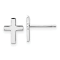 14k White Polished Cross Post Earrings-YE2313W