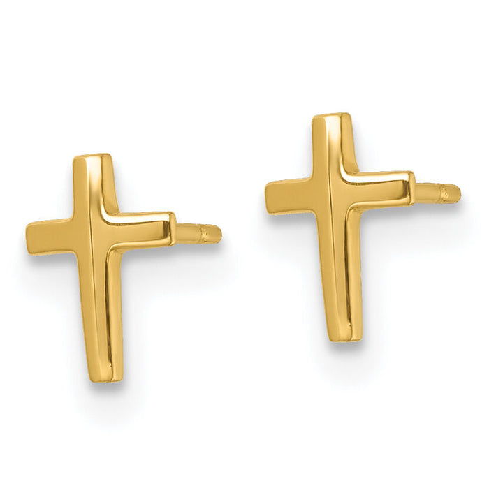 14k Polished Latin Cross Post Earrings-YE2314