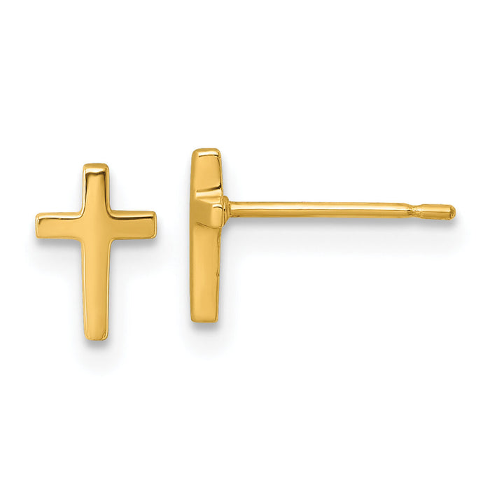 14k Polished Latin Cross Post Earrings-YE2314