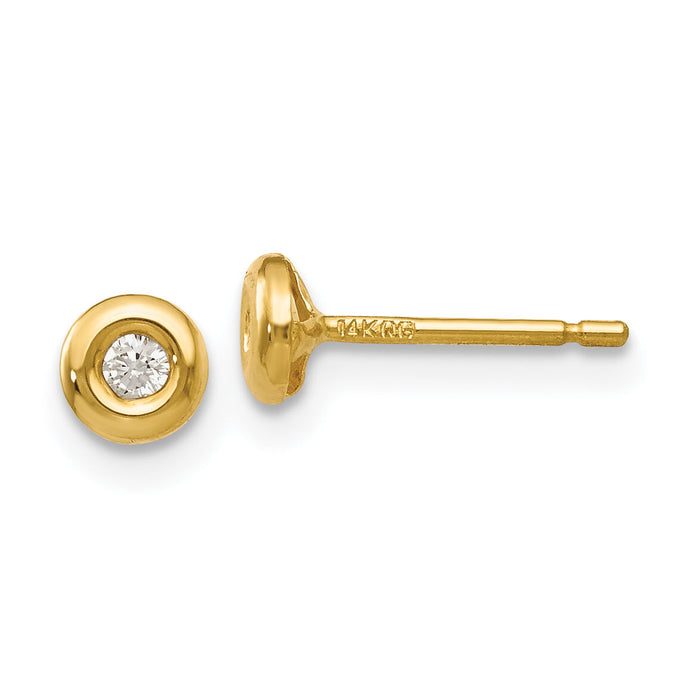 14k Polished CZ Earrings-YE251