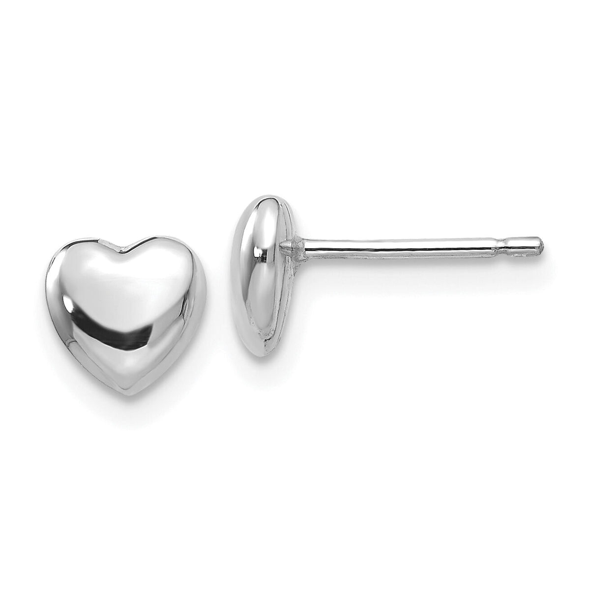 14k White Gold Heart Post Stud Earrings-YE300W