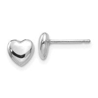 14k White Gold Heart Post Stud Earrings-YE300W