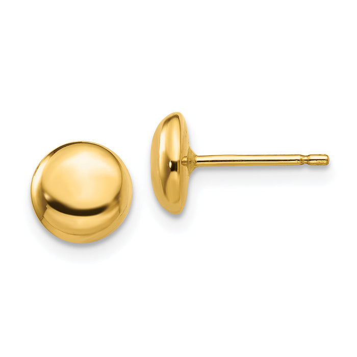 14k 7mm Polished Round Button Post Earrings-YE312