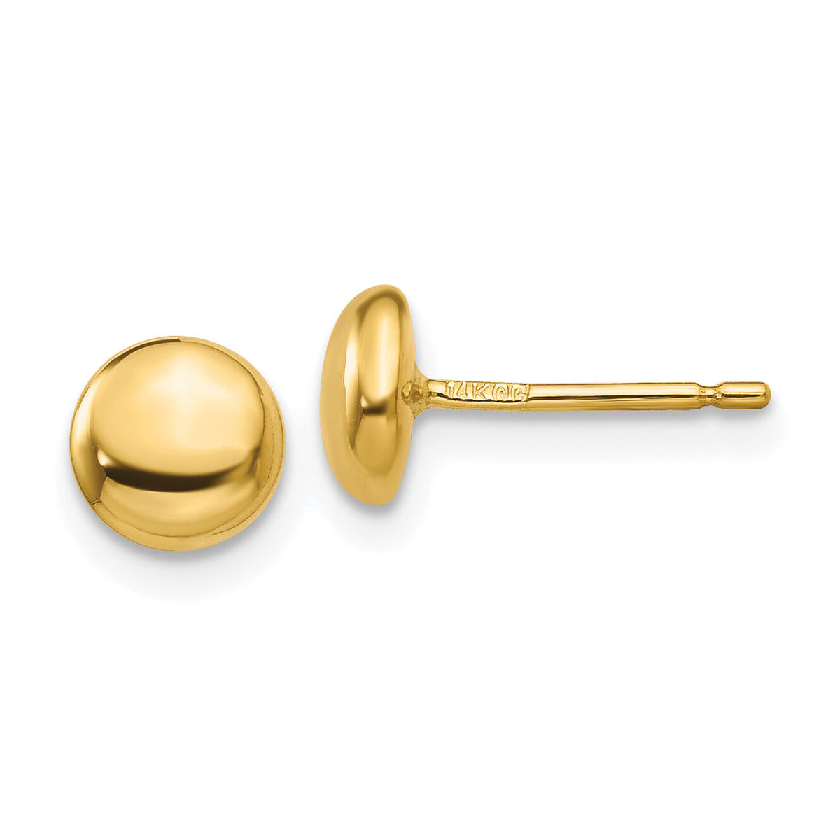 14k 6mm Polished Button Post Earrings-YE313