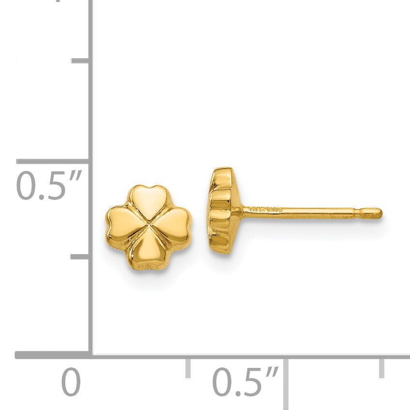 14k Polished 4-Leaf Clover Post Ear-YE383