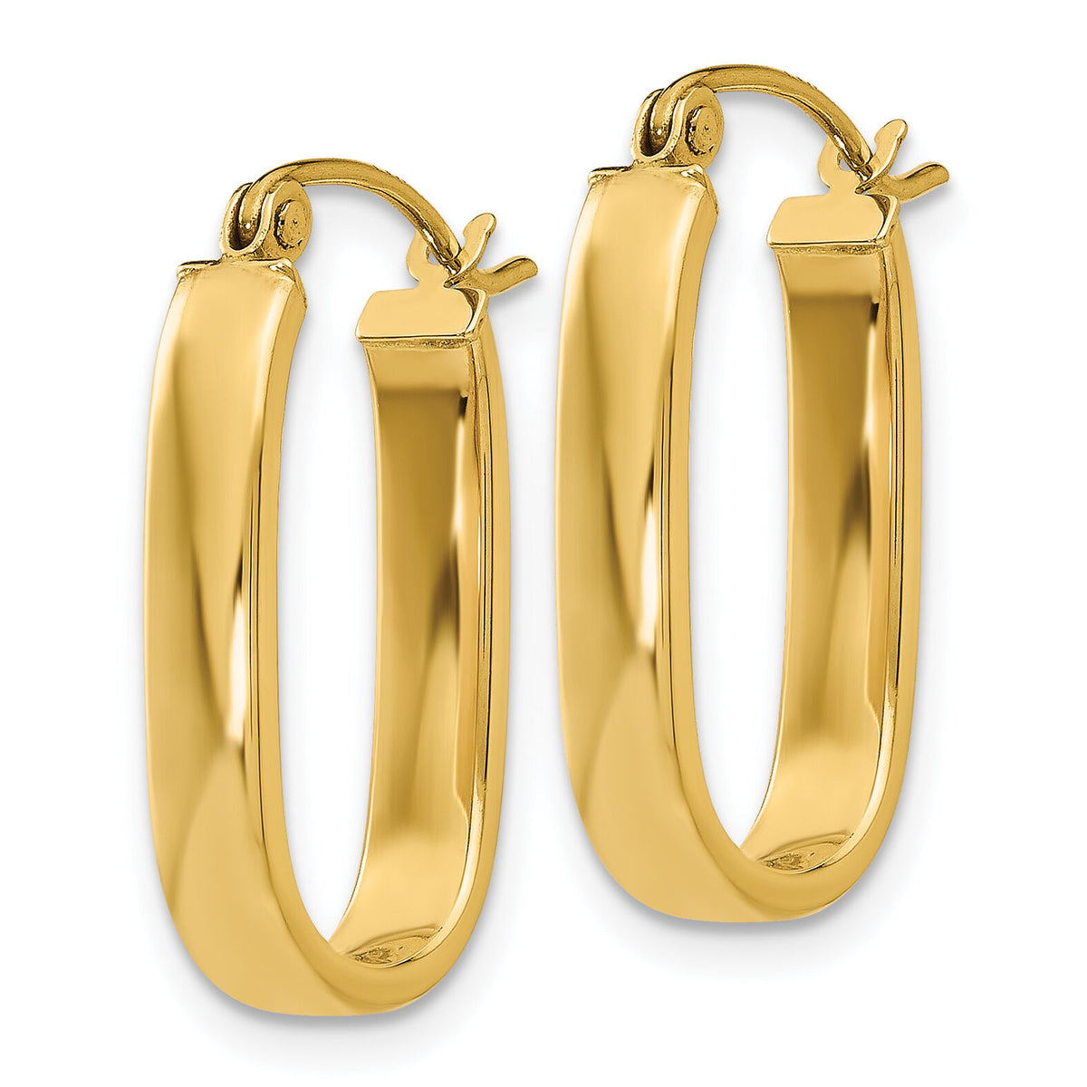 14k Polished 3.5mm Oval Hoop Earrings-YE434