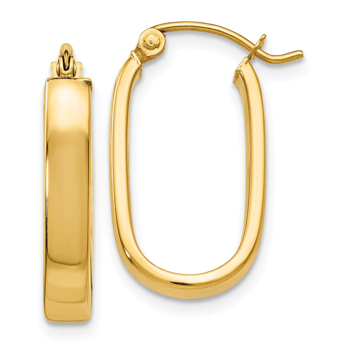 14k Polished 3.5mm Oval Hoop Earrings-YE434