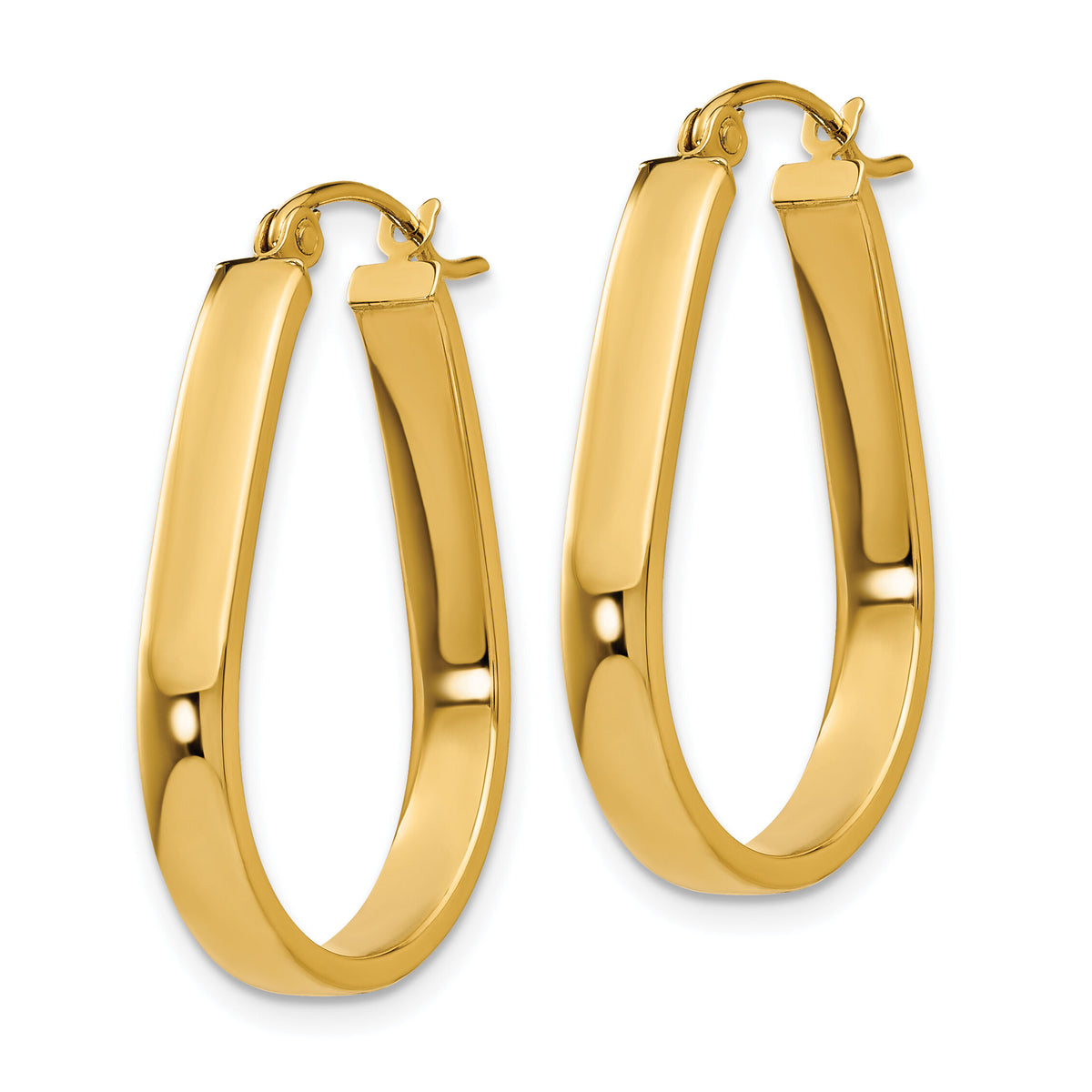 14k Polished 3.5mm Oval Hoop Earrings-YE436
