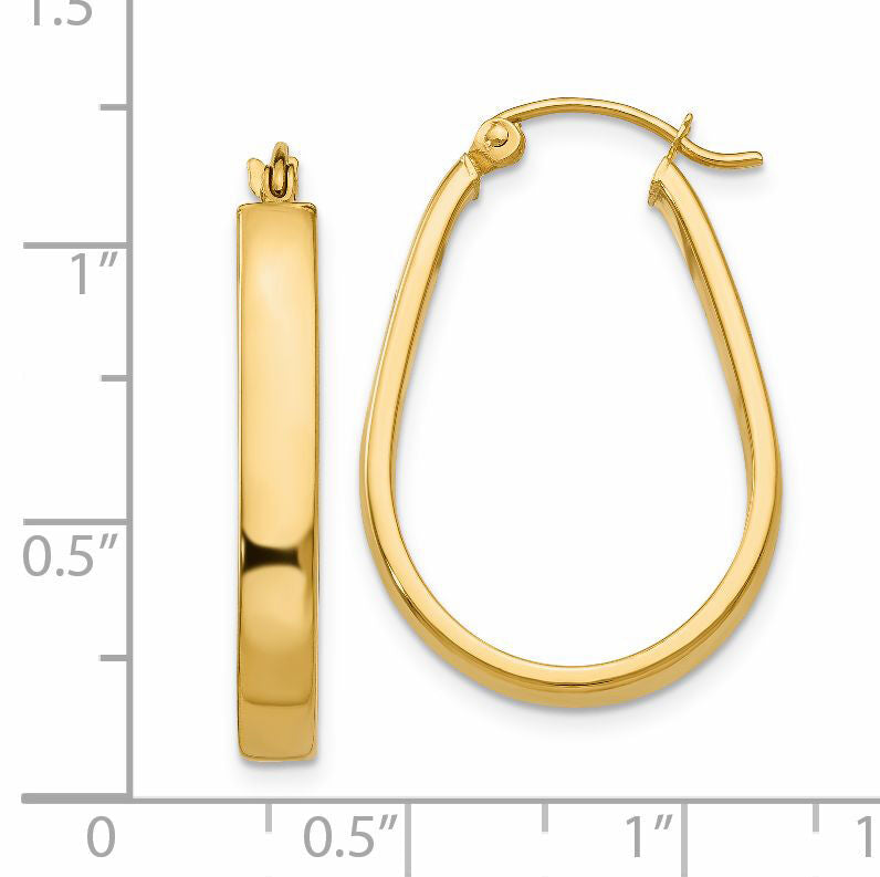 14k Polished 3.5mm Oval Hoop Earrings-YE436