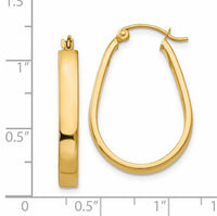 14k Polished 3.5mm Oval Hoop Earrings-YE436