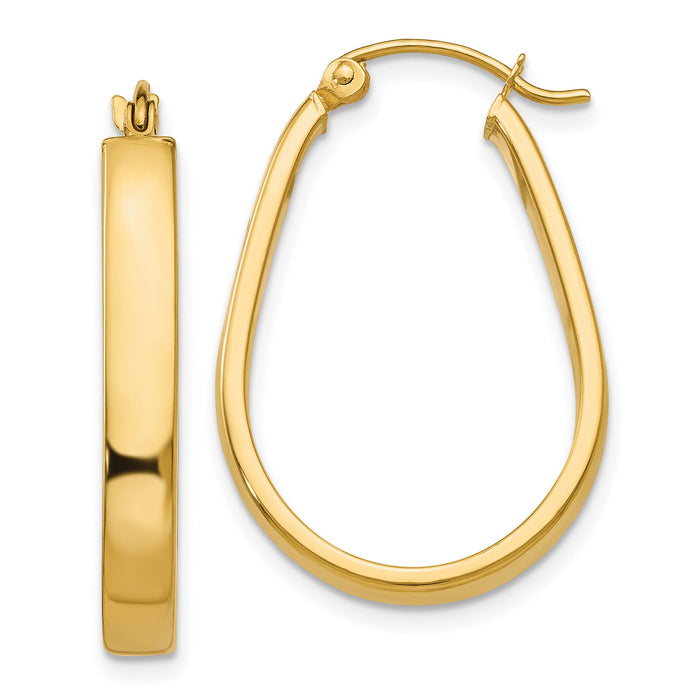 14k Polished 3.5mm Oval Hoop Earrings-YE436