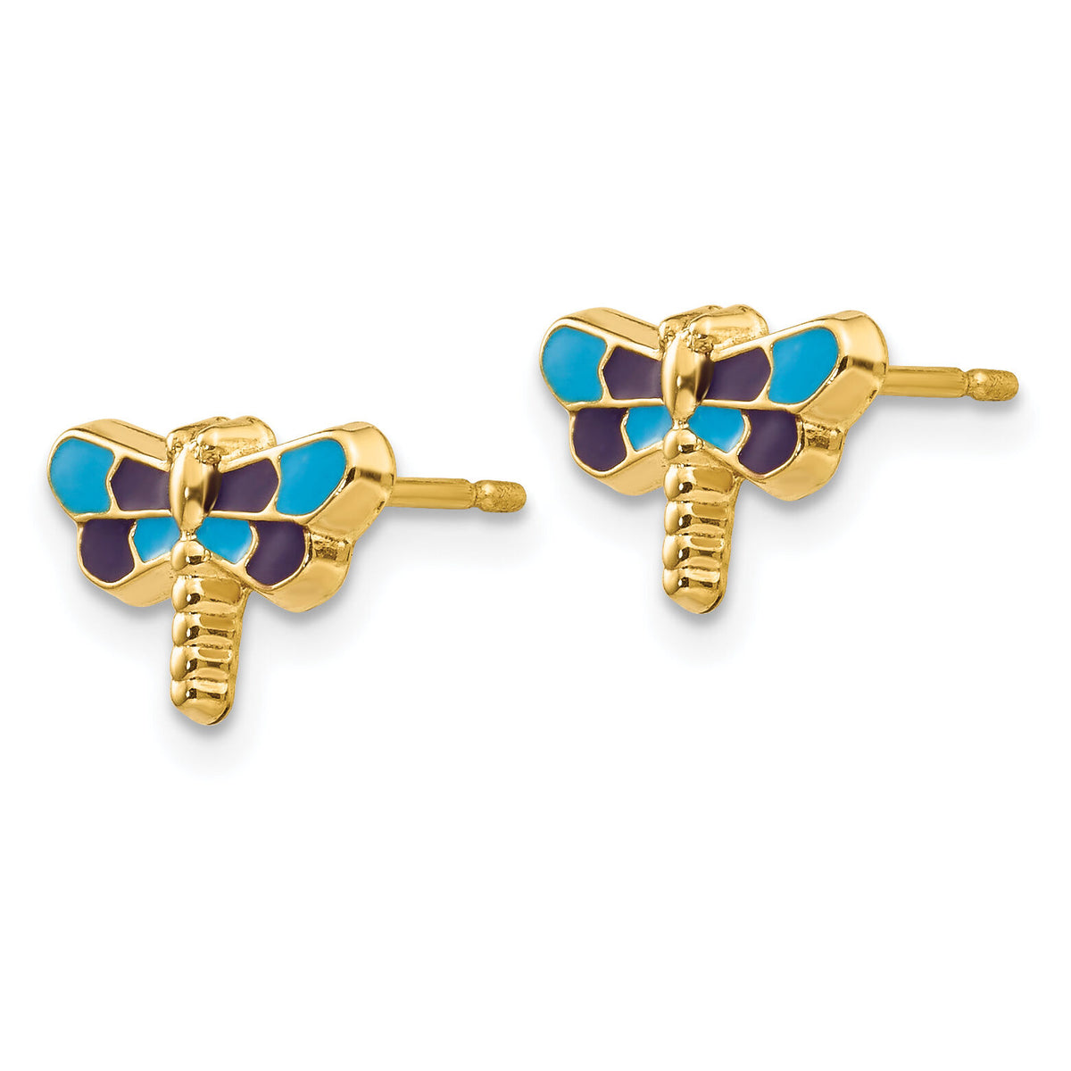 14k Enameled Dragonfly Earrings-YE591