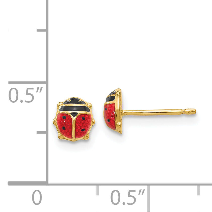 14k Enameled Ladybug Earrings-YE593