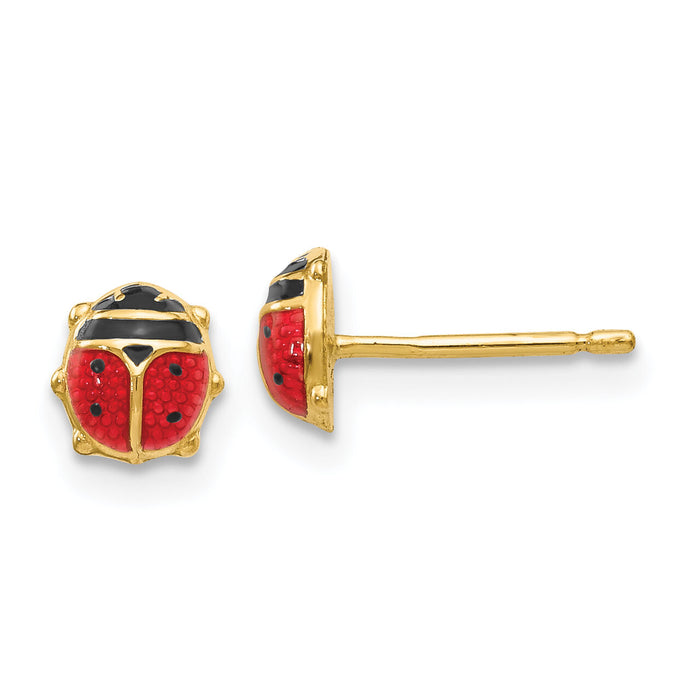 14k Enameled Ladybug Earrings-YE593