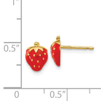 14k Enameled Strawberry Earrings-YE595