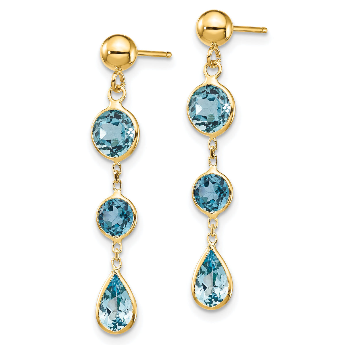 14k Blue Topaz Gemstone Dangle Earrings-YE876