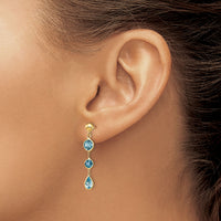 14k Blue Topaz Gemstone Dangle Earrings-YE876