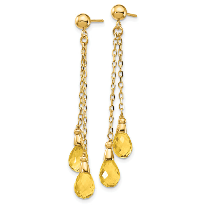 14k Citrine Dangle Earrings-YE893