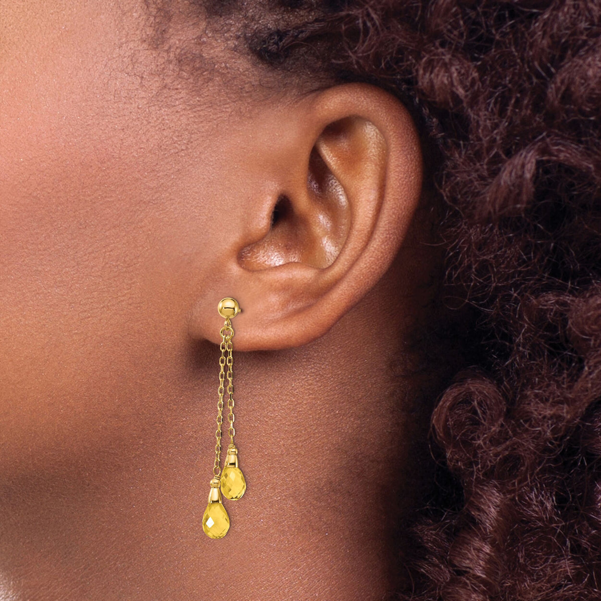 14k Citrine Dangle Earrings-YE893