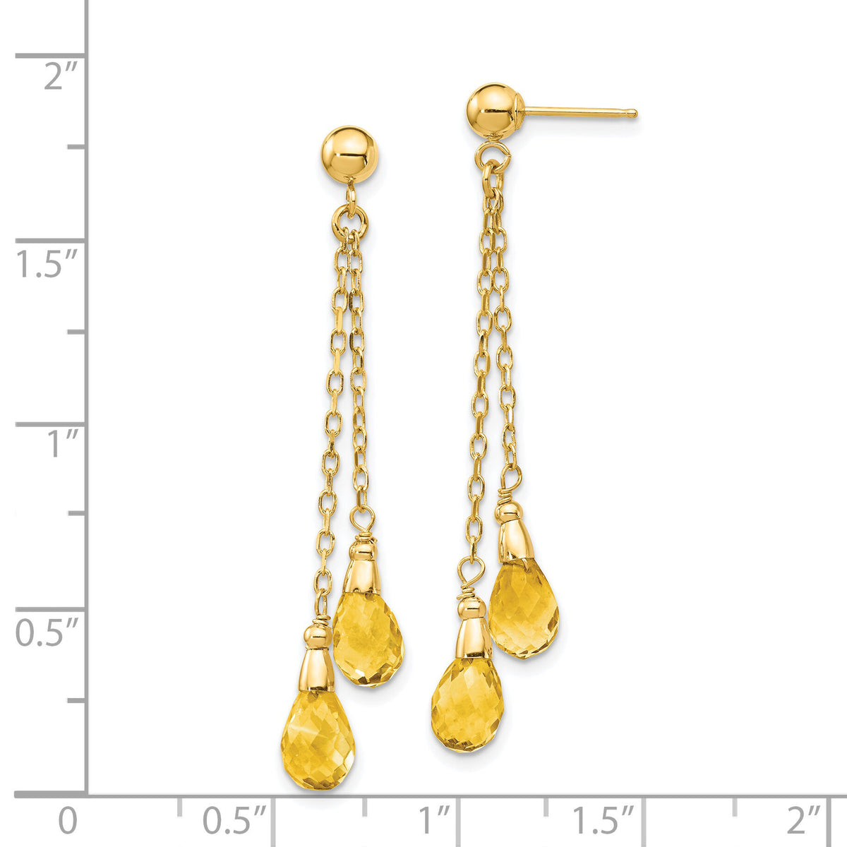 14k Citrine Dangle Earrings-YE893