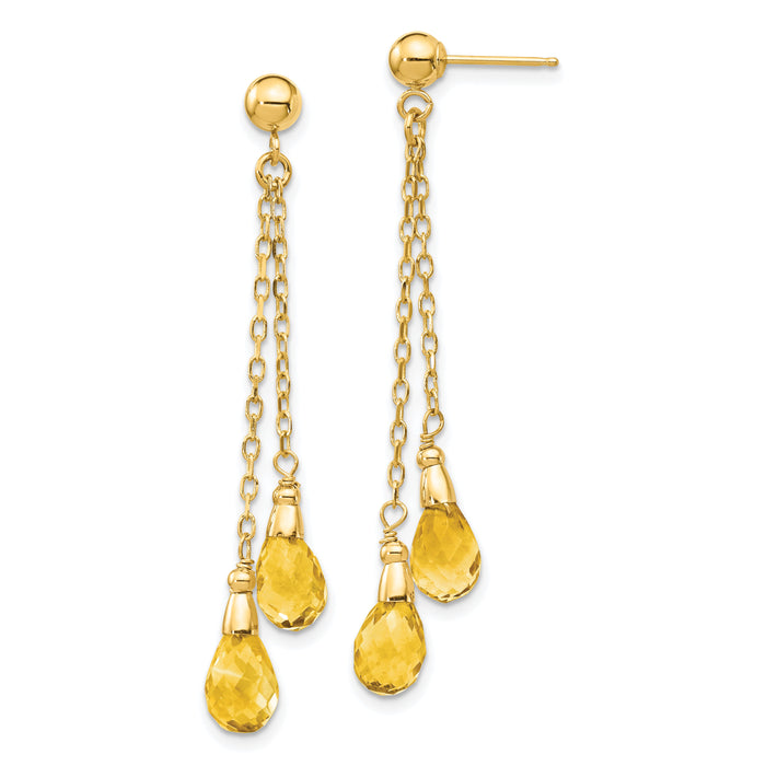 14k Citrine Dangle Earrings-YE893