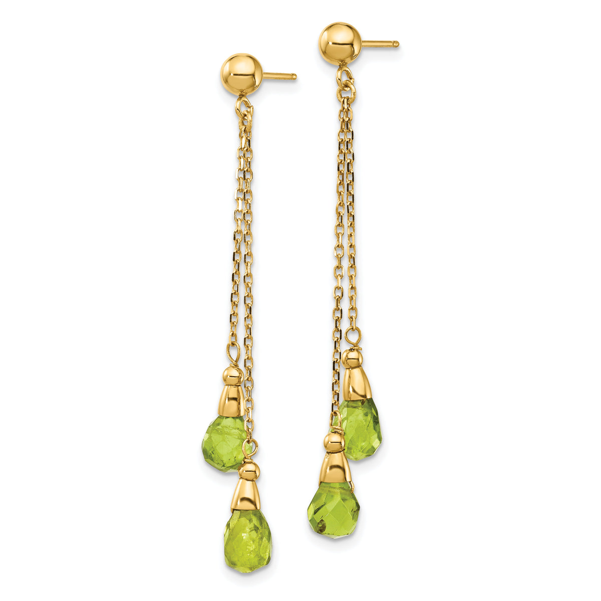 14k Peridot Dangle Earrings-YE894