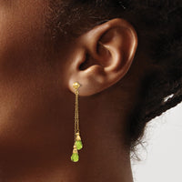 14k Peridot Dangle Earrings-YE894