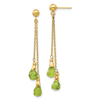 14k Peridot Dangle Earrings-YE894