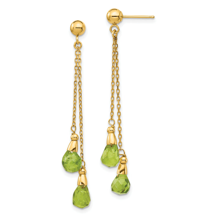 14k Peridot Dangle Earrings-YE894