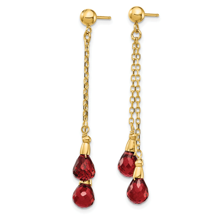 14k Garnet Dangle Earrings-YE895