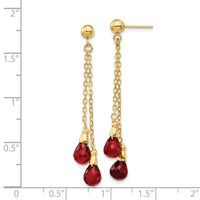 14k Garnet Dangle Earrings-YE895