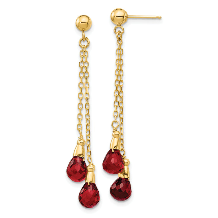 14k Garnet Dangle Earrings-YE895