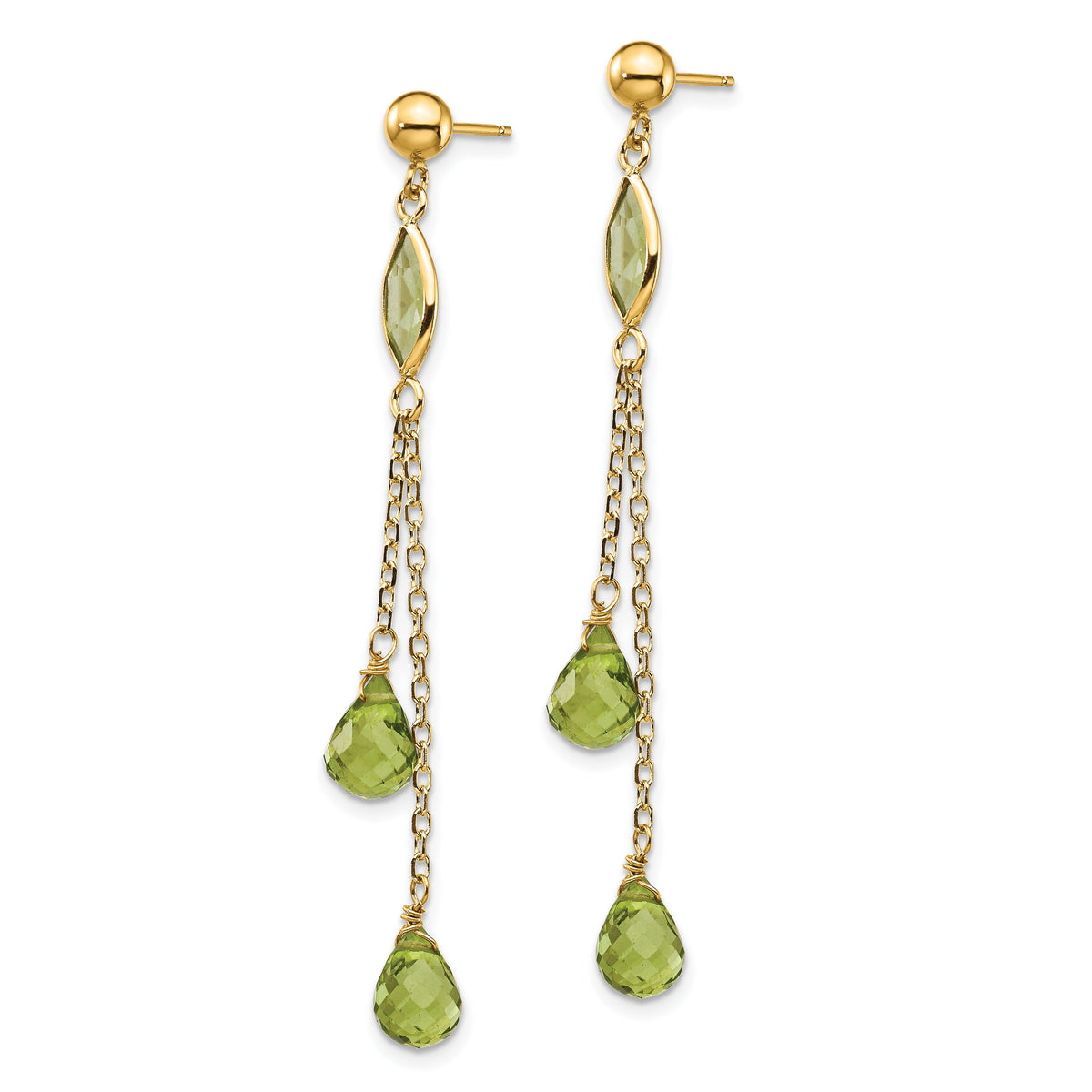 14k Peridot Dangle Earrings-YE901