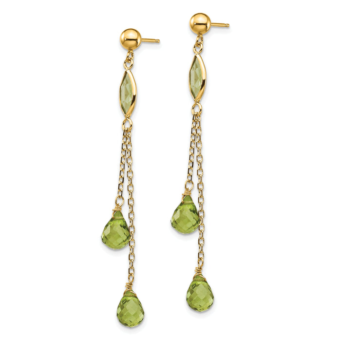 14k Peridot Dangle Earrings-YE901