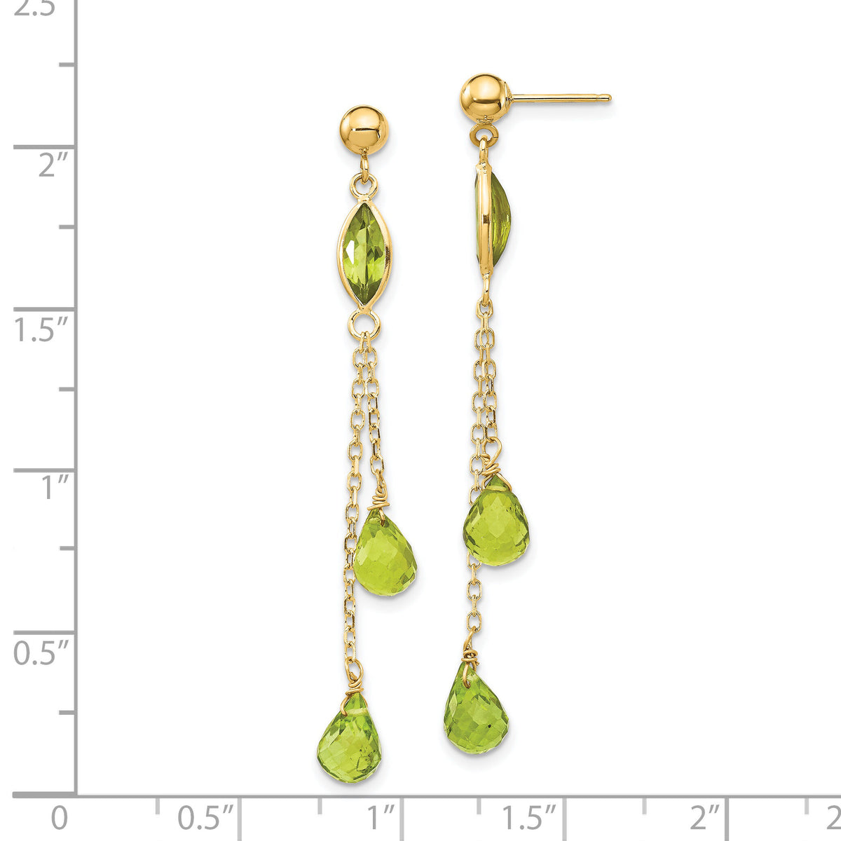 14k Peridot Dangle Earrings-YE901